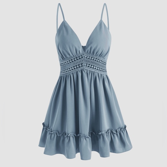 Cider Dresses Nwt Boho Retro Sophisticated Solid Hollow Out Ruffle